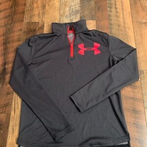 Boys Under Armour Black and Red Quarter-Zip Pullover